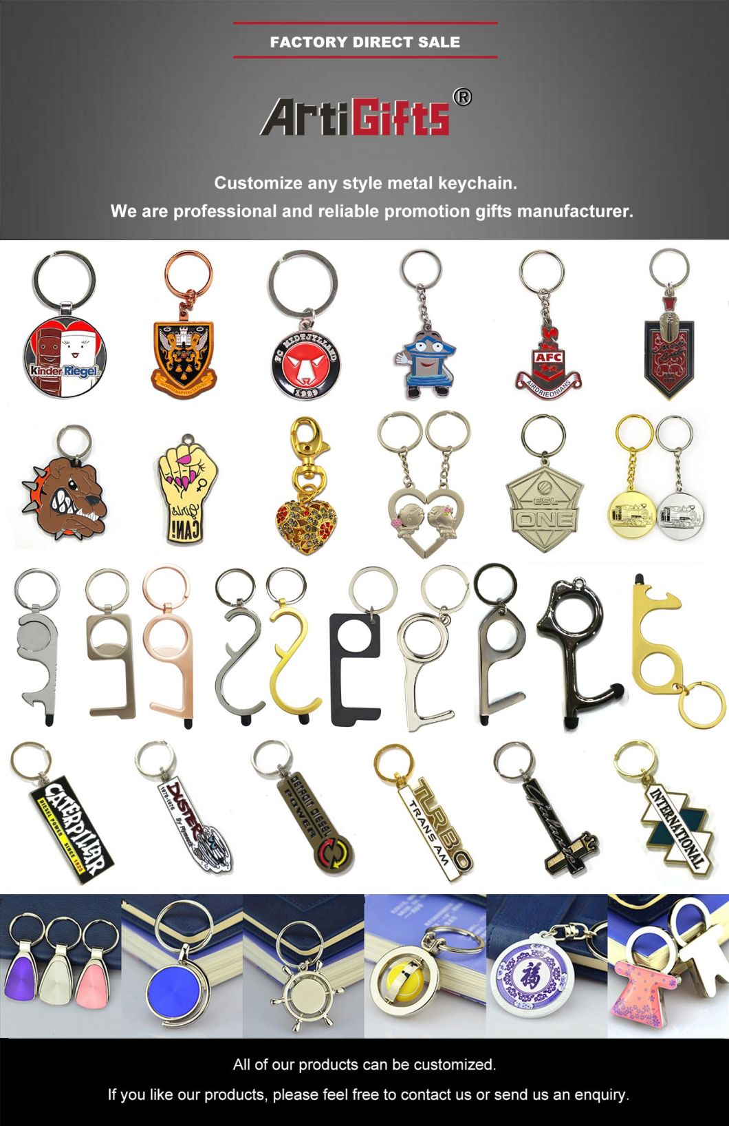 Customized Metal Keychains Printing Key Chain with Epoxy