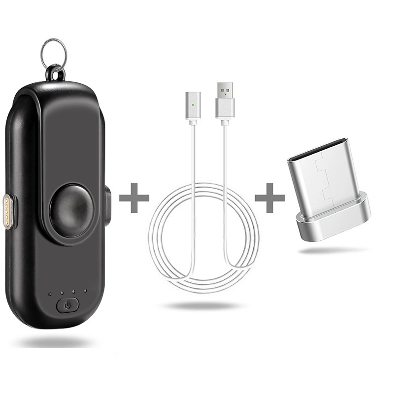 Stylish Keychain Design Type-C/Android/Ios Finger Charger 1000mAh Magnetic Power Bank