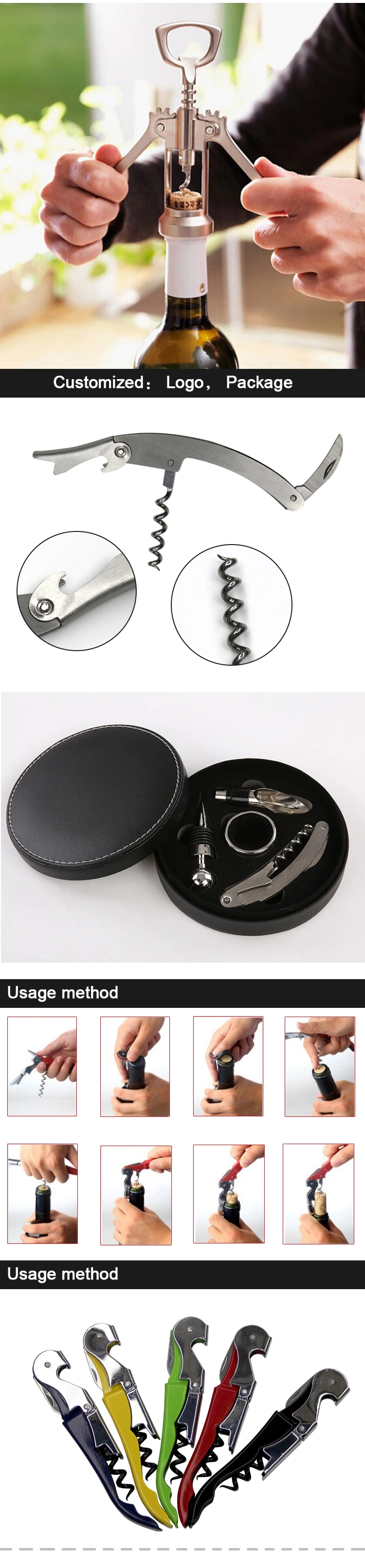 Hot Selling Portable Multifunctional Wine Bottle Opener with Corkscrew