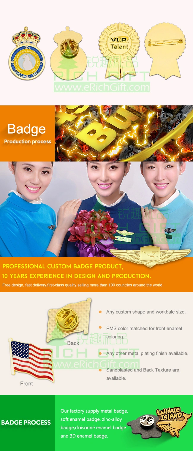 Manufacturer Custom Metal Enamel Emblem/Army/Military/Souvenir/Police Badge/Car Logo Lapel Pin No Minimum