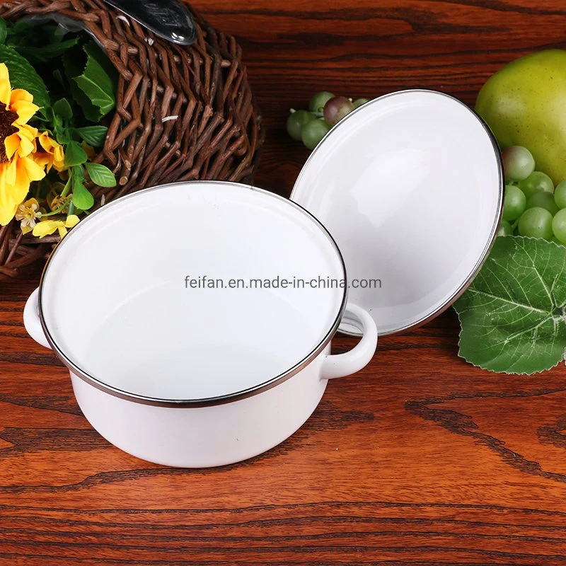 White Color Enamel Mug Set/Plain Color Enamel Cup Set Mix with Tray