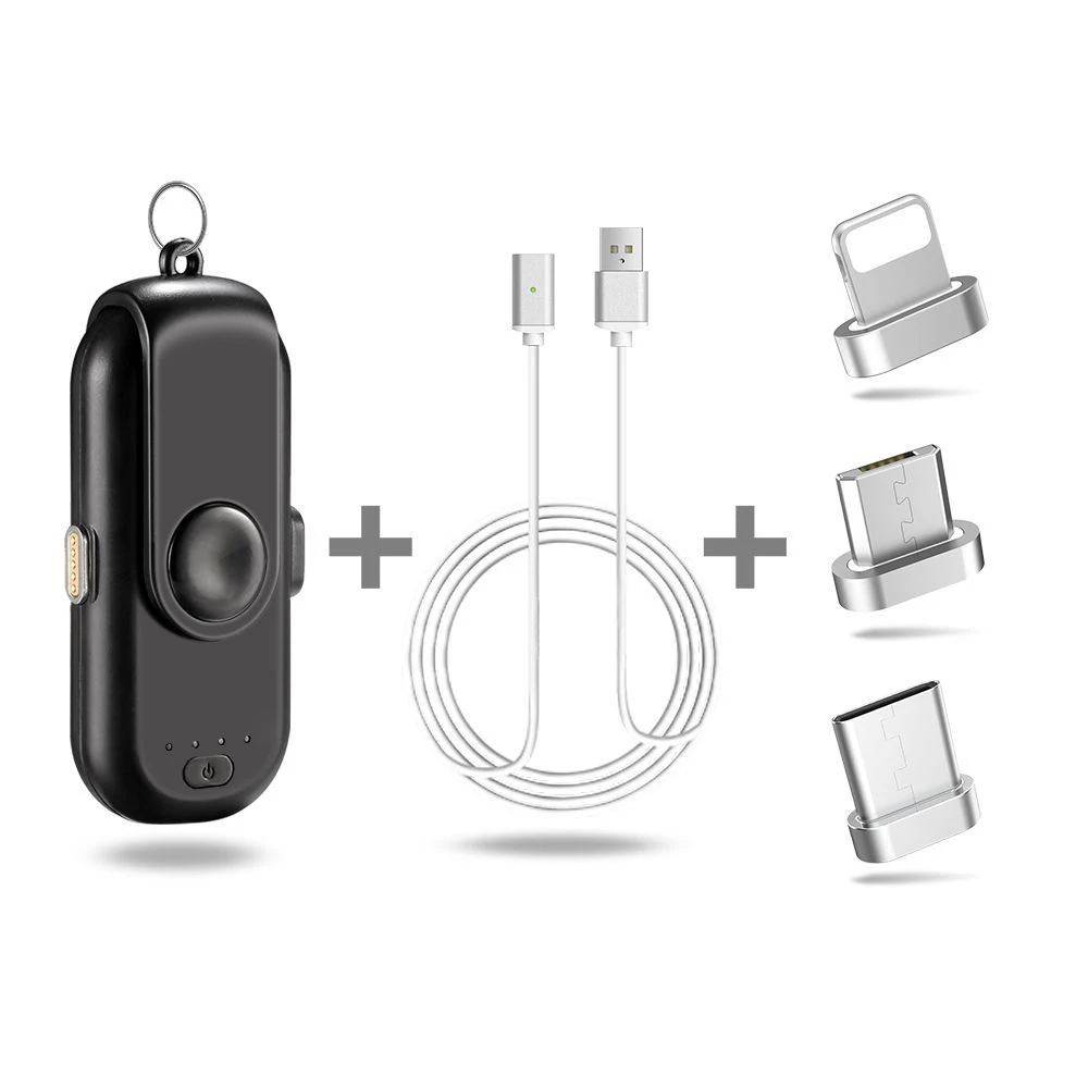 Stylish Keychain Design Type-C/Android/Ios Finger Charger 1000mAh Magnetic Power Bank